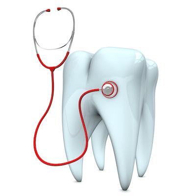 Illustrated tooth using a stethoscope 