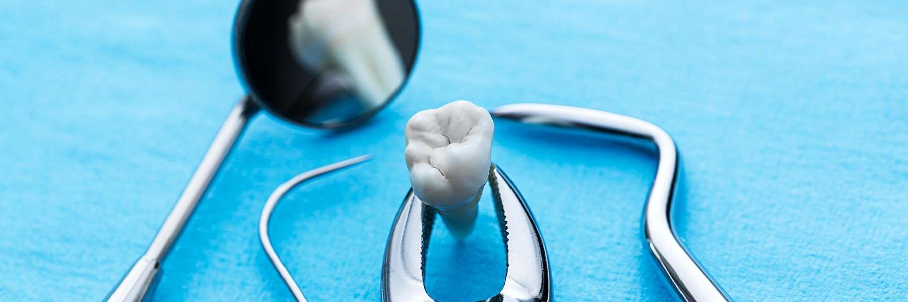 dental tools with pliers holding a tooth